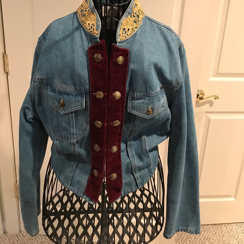 Cache embellished jean jacket Sz m denim